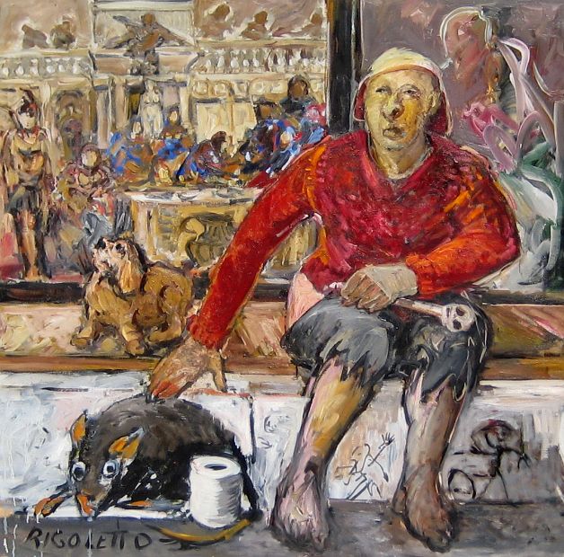 RIGOLETTO, Öl auf Leinen, 145 x 145 cm